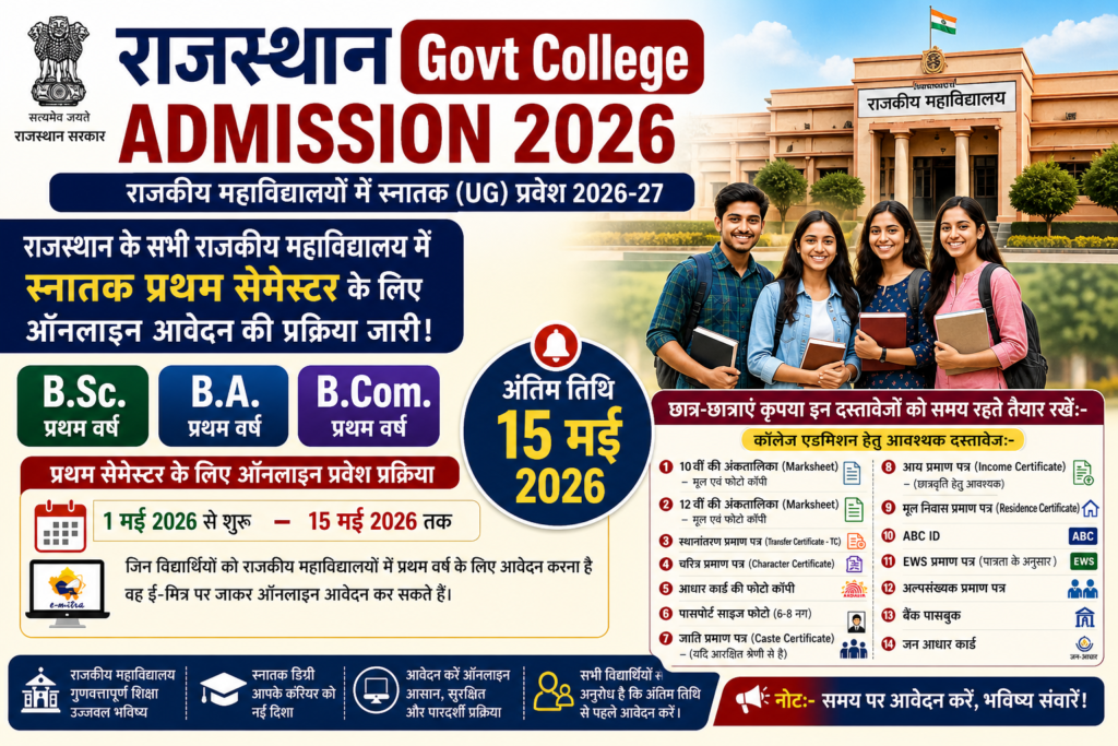 Rajasthan Govt College Admission 2026